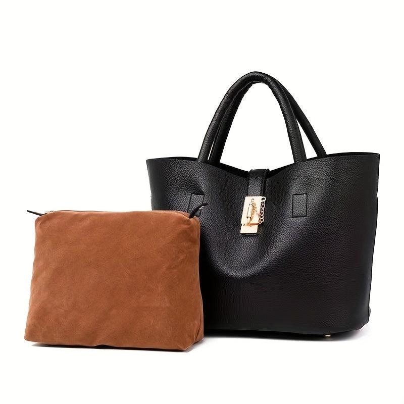 3 Pcs Solid Bag Sets Tote Handbag Square Bag All Match Bags