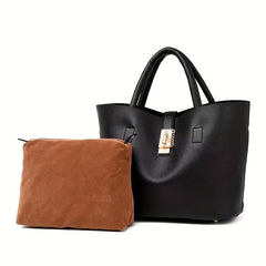 3 Pcs Solid Bag Sets Tote Handbag Square Bag All Match Bags