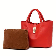 3 Pcs Solid Bag Sets Tote Handbag Square Bag All Match Bags