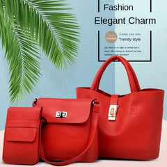 3 Pcs Solid Bag Sets Tote Handbag Square Bag All Match Bags