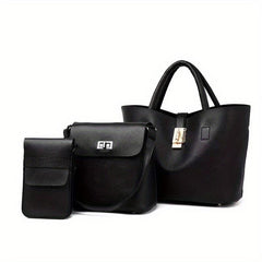 3 Pcs Solid Bag Sets Tote Handbag Square Bag All Match Bags