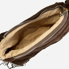 Corduroy Shoulder Bag with Chain for Autumn & Winter
