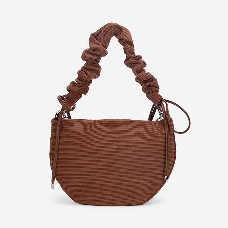 Corduroy Shoulder Bag with Chain for Autumn & Winter