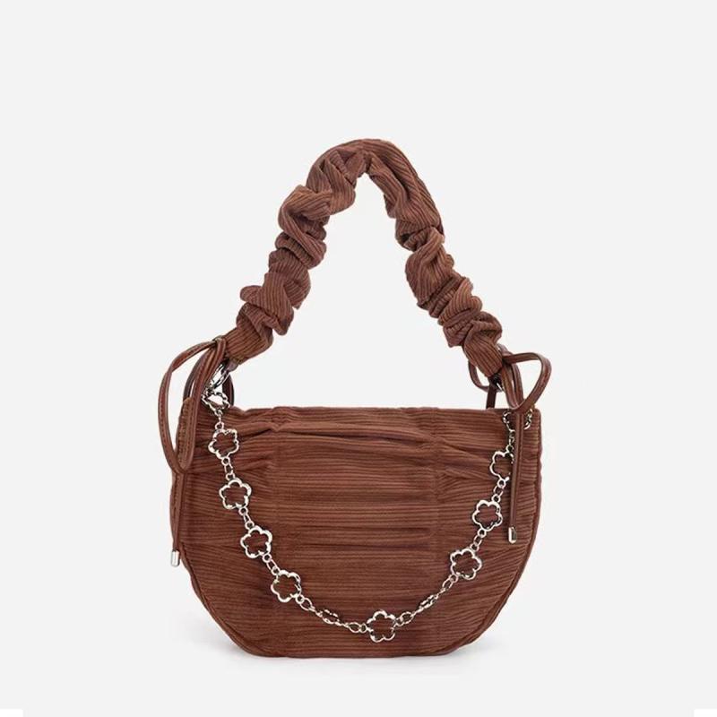 Corduroy Shoulder Bag with Chain for Autumn & Winter