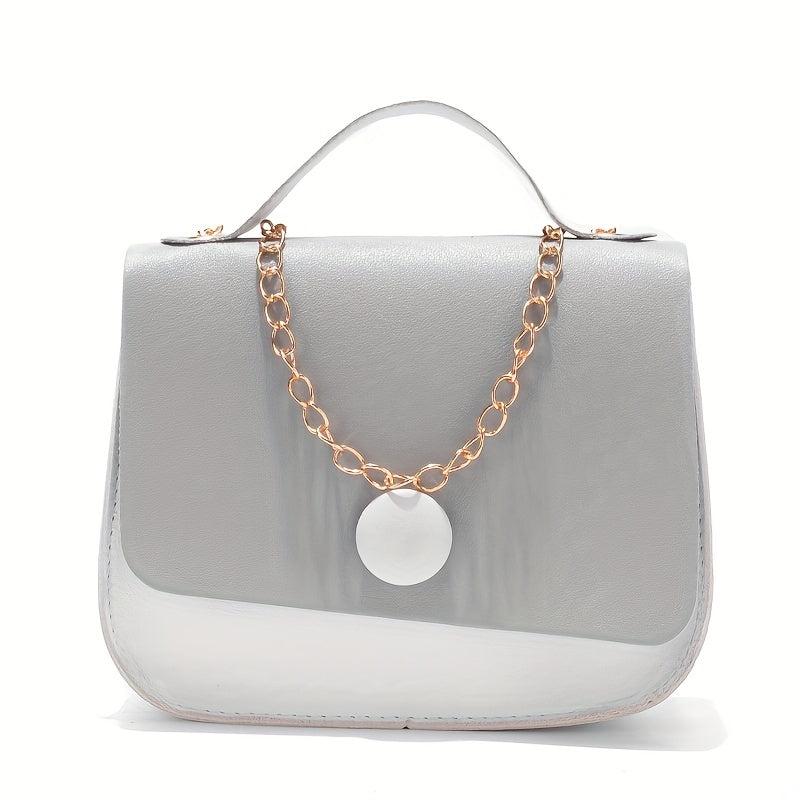 Colorblock Square Flap Bag Chain Handbag