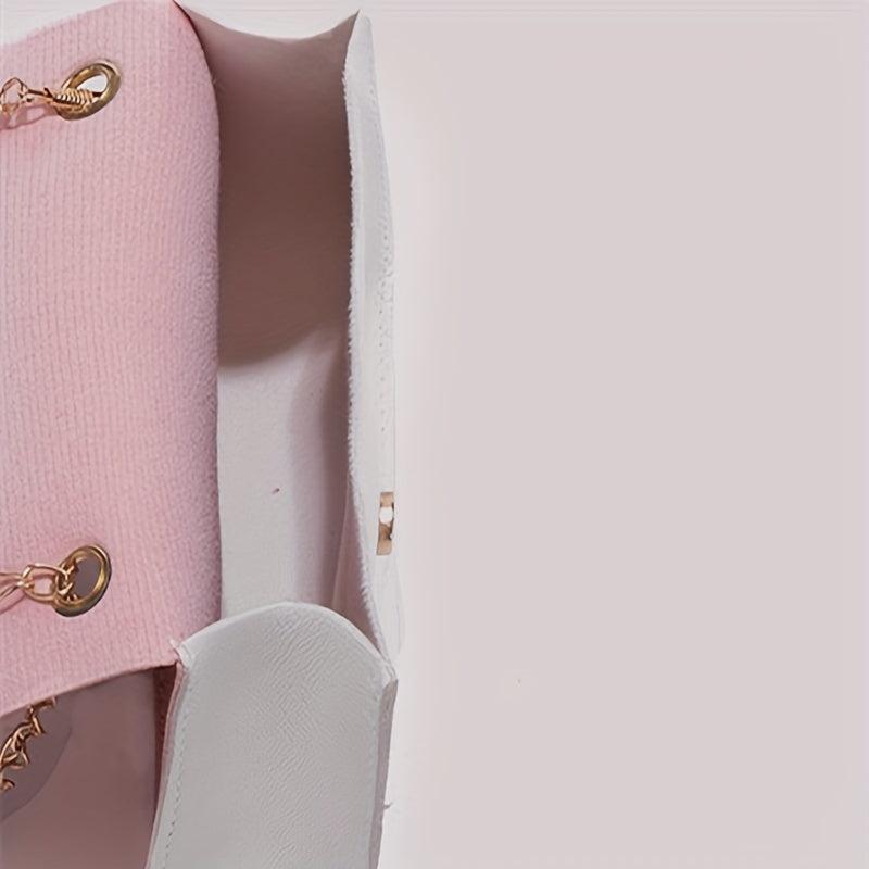 Colorblock Square Flap Bag Chain Handbag