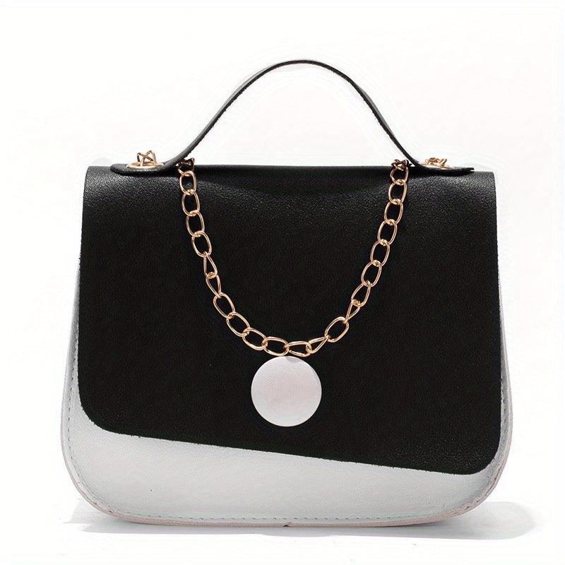 Colorblock Square Flap Bag Chain Handbag