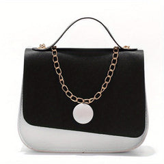 Colorblock Square Flap Bag Chain Handbag