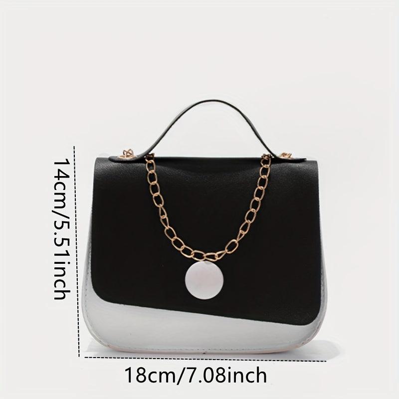 Colorblock Square Flap Bag Chain Handbag