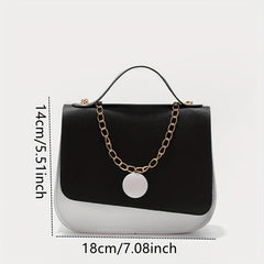 Colorblock Square Flap Bag Chain Handbag