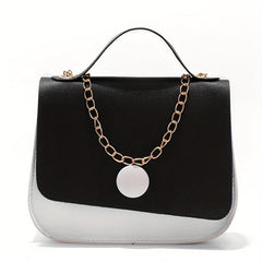 Colorblock Square Flap Bag Chain Handbag