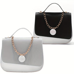 Colorblock Square Flap Bag Chain Handbag