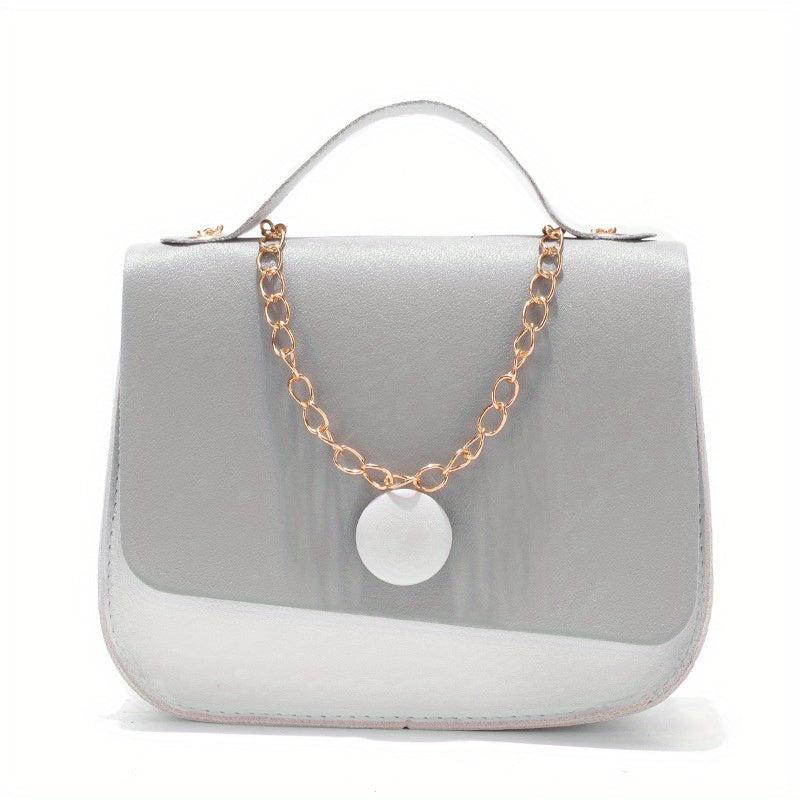 Colorblock Square Flap Bag Chain Handbag