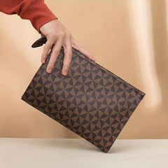 Argyle Pattern Clutch Bag Square Purse With Zipper