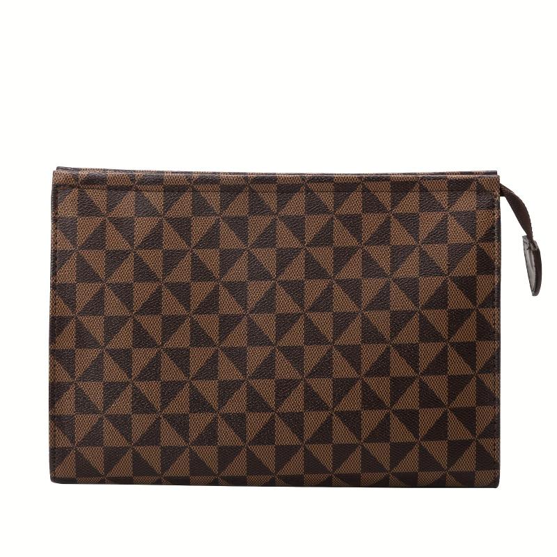 Argyle Pattern Clutch Bag Square Purse With Zipper