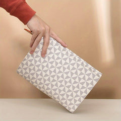 Argyle Pattern Clutch Bag Square Purse With Zipper
