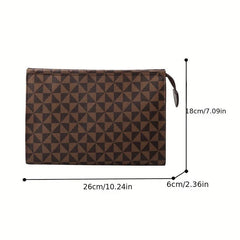 Argyle Pattern Clutch Bag Square Purse With Zipper