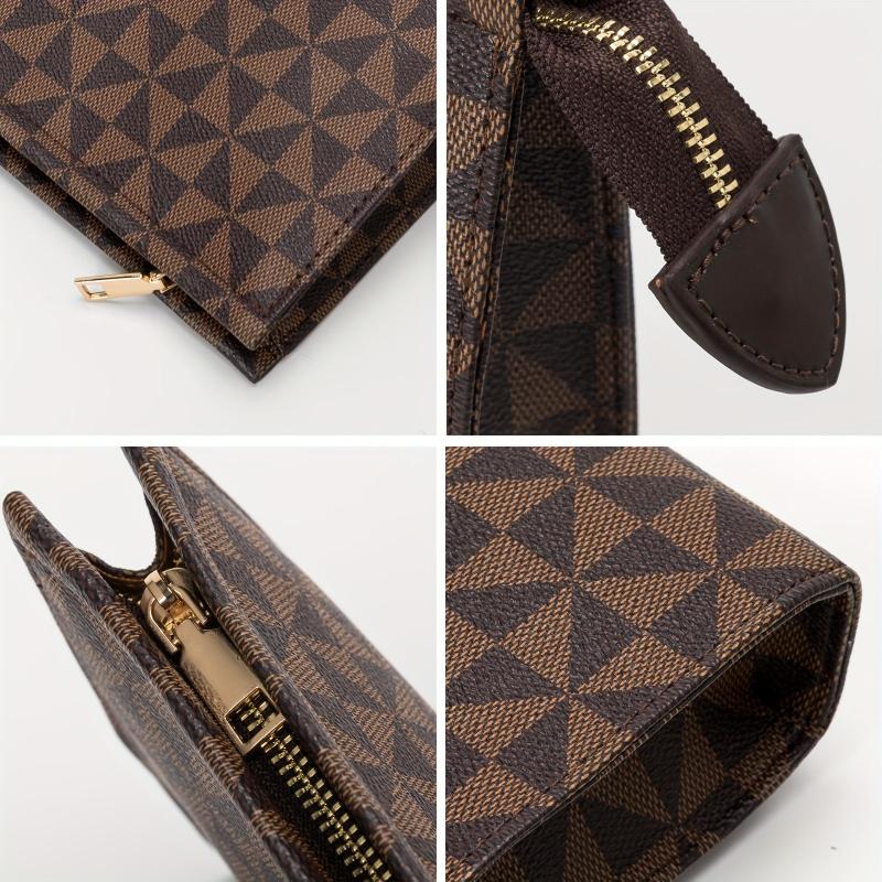 Argyle Pattern Clutch Bag Square Purse With Zipper