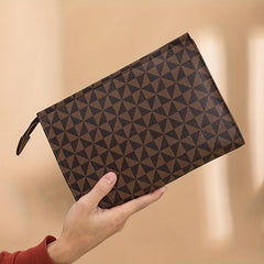 Argyle Pattern Clutch Bag Square Purse With Zipper