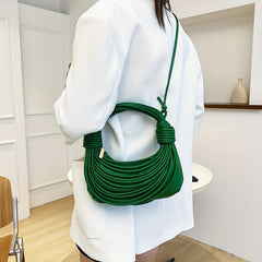 Hand Woven Bread Handbag for Women Knotted Woven Purse Niche Crossbody Bag