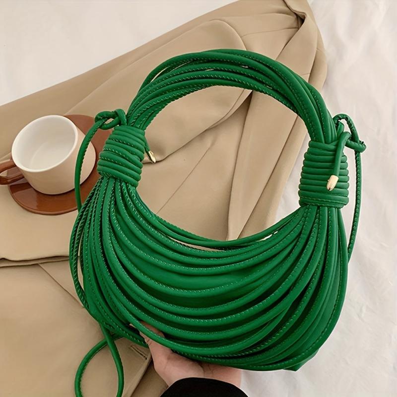 Hand Woven Bread Handbag for Women Knotted Woven Purse Niche Crossbody Bag