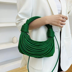 Hand Woven Bread Handbag for Women Knotted Woven Purse Niche Crossbody Bag