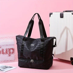 Large Capacity Houndstooth Travel Bag for Outdoor Fitness