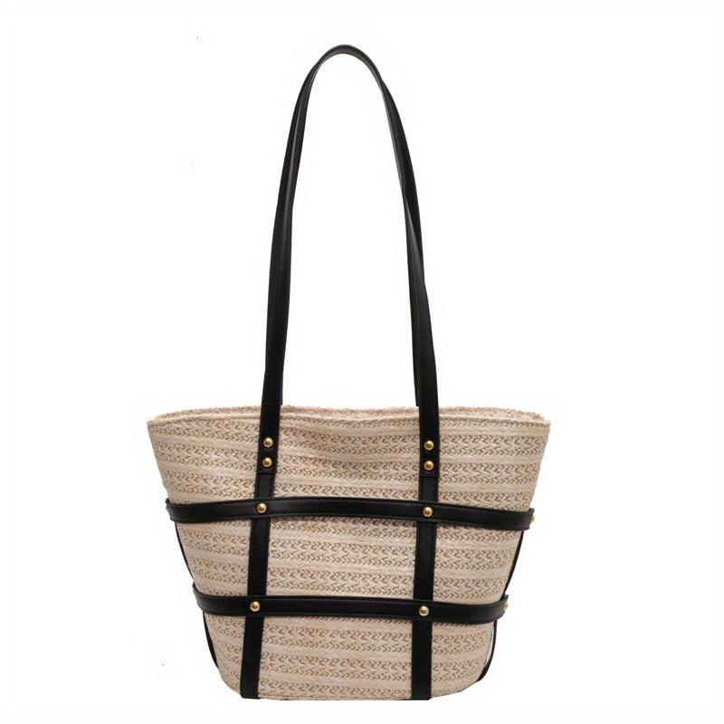 Straw Woven Summer Tote Bag Large Capacity Beach Shoulder Bag