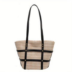 Straw Woven Summer Tote Bag Large Capacity Beach Shoulder Bag