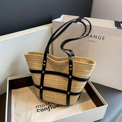 Straw Woven Summer Tote Bag Large Capacity Beach Shoulder Bag