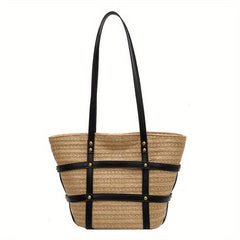 Straw Woven Summer Tote Bag Large Capacity Beach Shoulder Bag