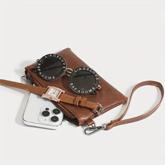 Vegan Leather Coin Purse Wristlet Envelope Clutch Bag