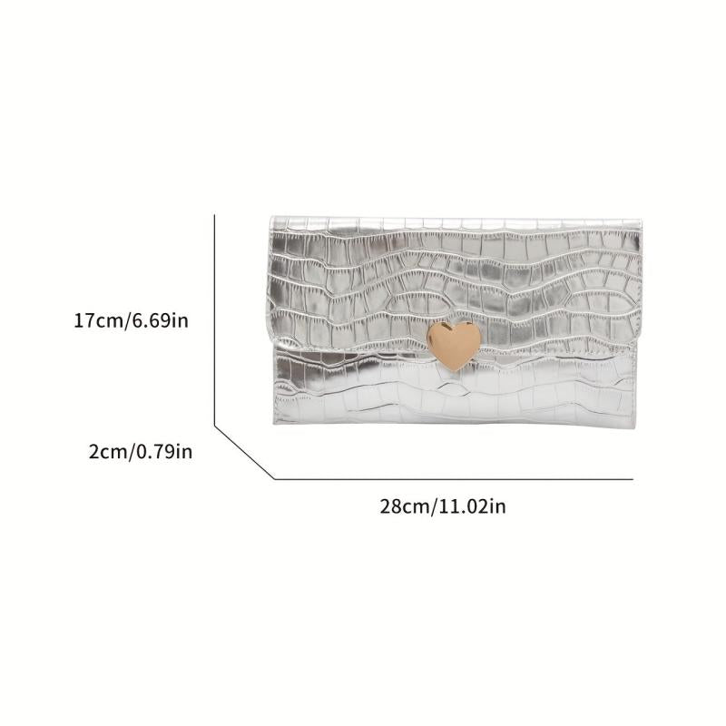 Crocodile Pattern Glossy Flap Clutch Long Wallet Female Card Holder