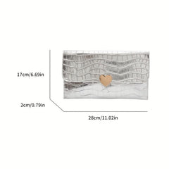 Crocodile Pattern Glossy Flap Clutch Long Wallet Female Card Holder