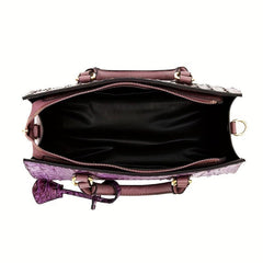 Crocodile Embossed Top Handle Satchel Purse Shoulder Bag
