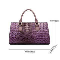 Crocodile Embossed Top Handle Satchel Purse Shoulder Bag