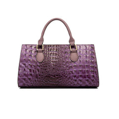 Crocodile Embossed Top Handle Satchel Purse Shoulder Bag