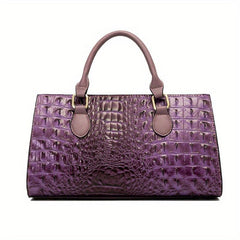 Crocodile Embossed Top Handle Satchel Purse Shoulder Bag