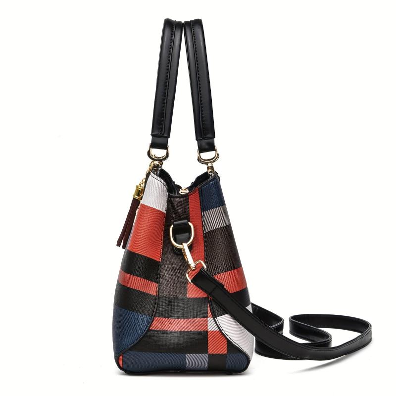 Large Capacity Double Handle Tote Bag Plaid Pattern Shoulder Bag Crossbody Bag