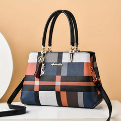 Large Capacity Double Handle Tote Bag Plaid Pattern Shoulder Bag Crossbody Bag