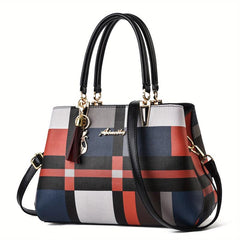 Large Capacity Double Handle Tote Bag Plaid Pattern Shoulder Bag Crossbody Bag