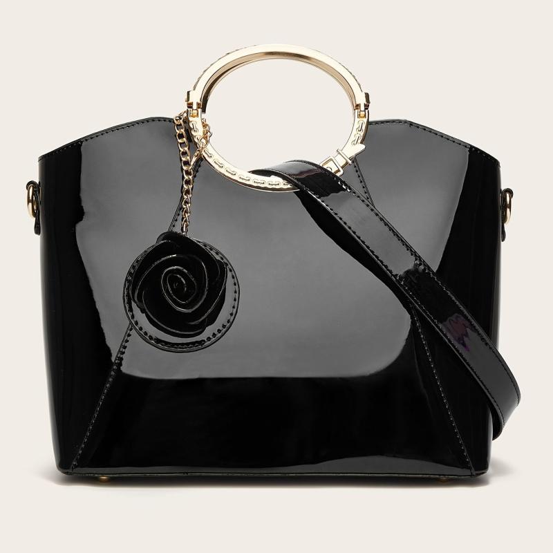 Women's Top Handle Satchel Bag w/ Bag Charm
