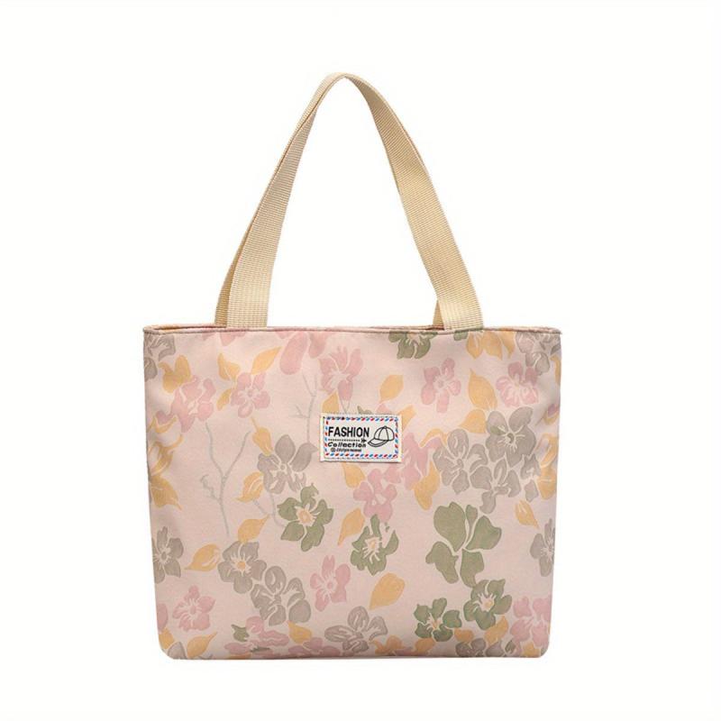 Floral Pattern Canvas Tote Bag Lightweight Shoulder Bag