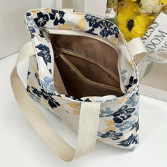 Floral Pattern Canvas Tote Bag Lightweight Shoulder Bag