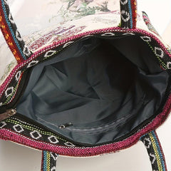 Bohemian Flowers Pattern Tote Bag Lightweight Storage Handbag