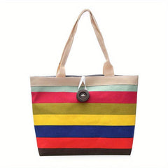 Large Capacity Colorful Striped Pattern Bag Handbag Women's Casual Storage Bag