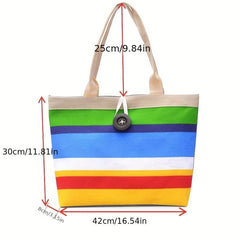 Large Capacity Colorful Striped Pattern Bag Handbag Women's Casual Storage Bag