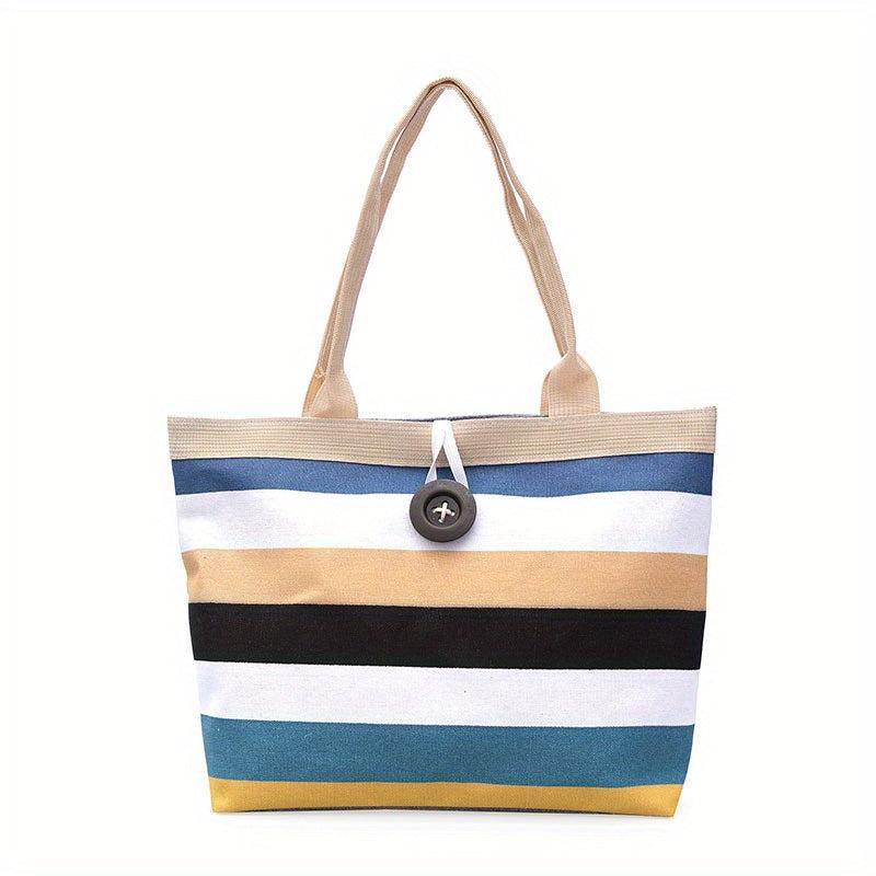 Large Capacity Colorful Striped Pattern Bag Handbag Women's Casual Storage Bag