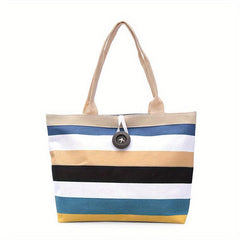 Large Capacity Colorful Striped Pattern Bag Handbag Women's Casual Storage Bag