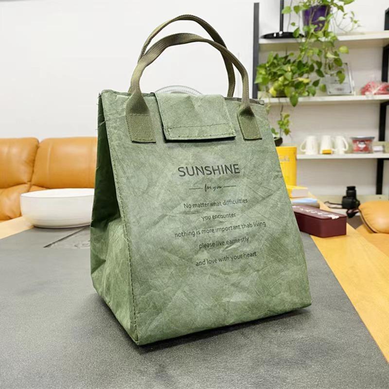 Waterproof Paper Bento Bag for Lunch Box Insulation Office Worker Handbag